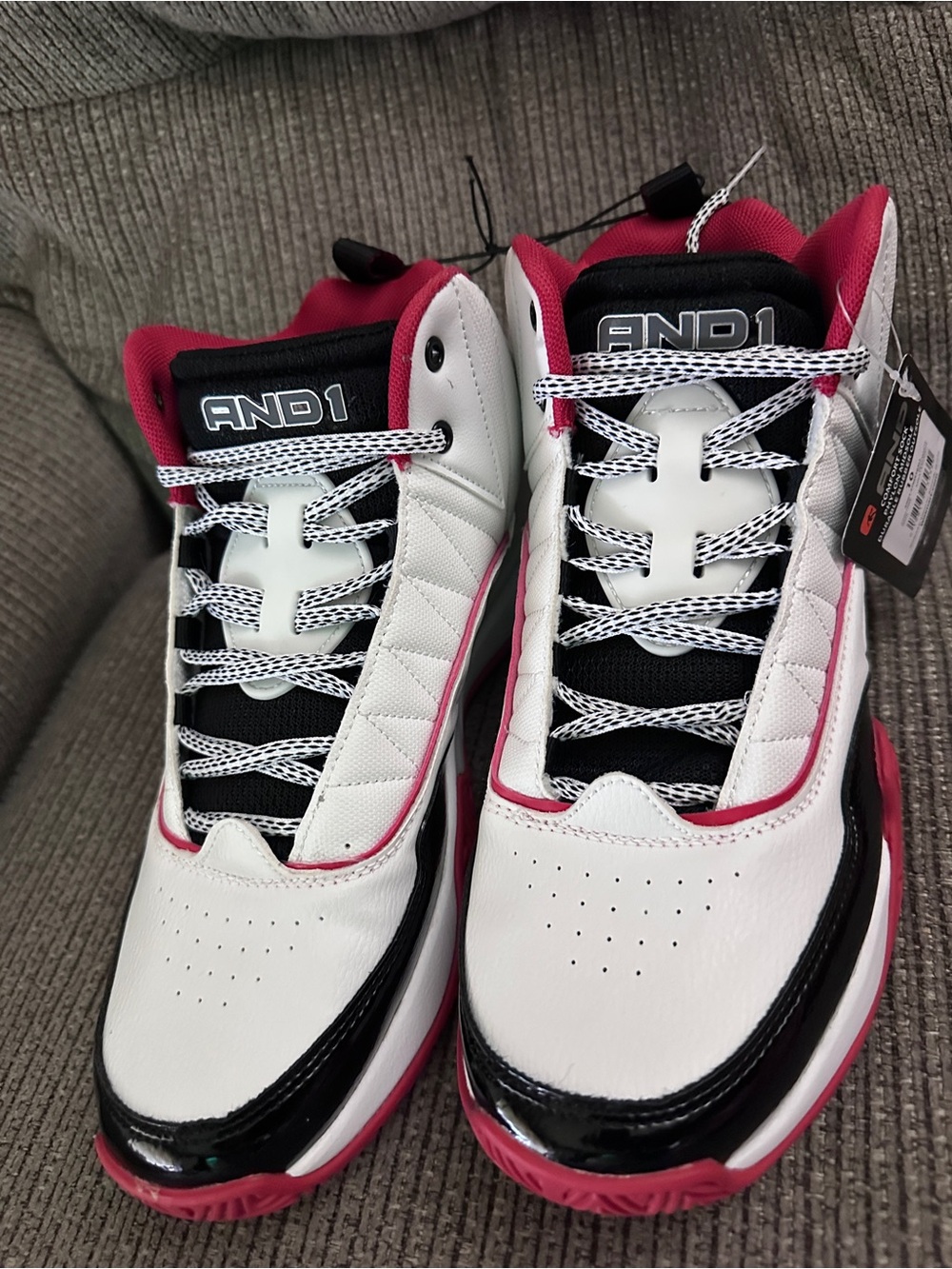 And1 White, Black & Pink Kids' High-Top Sneakers